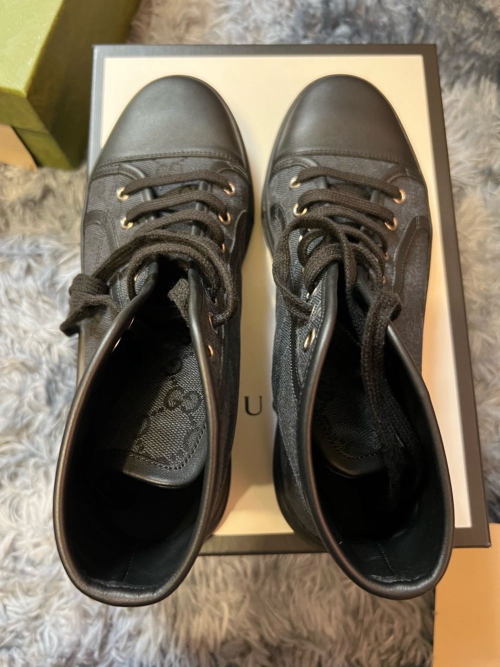 Gucci Black High-Top Lace-Up Sneakers - Picture 2 of 6